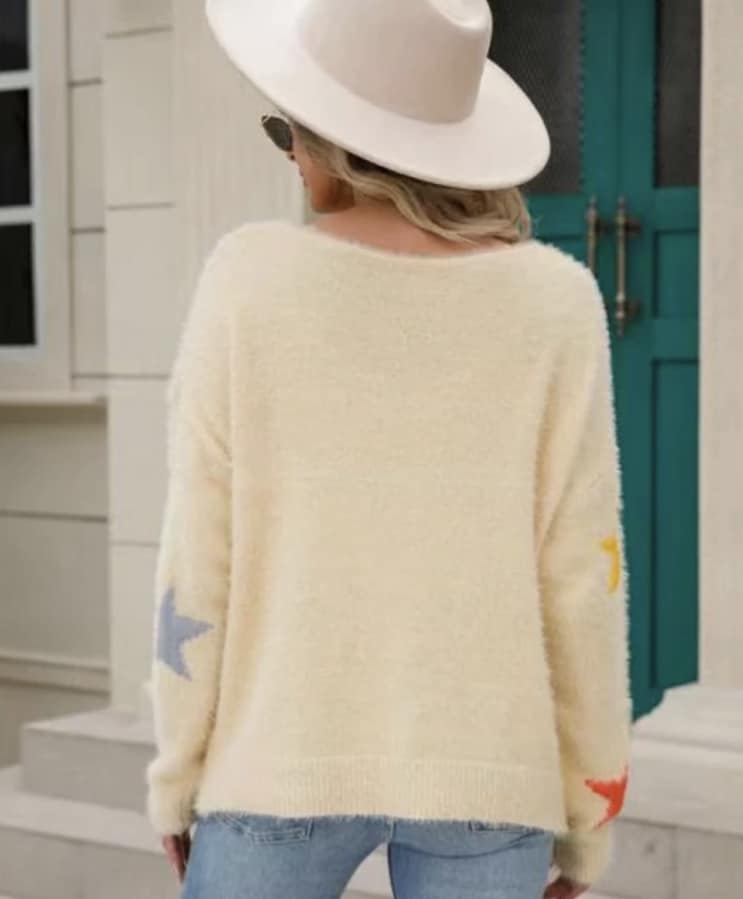 Fuzzy All Over Star Sweater