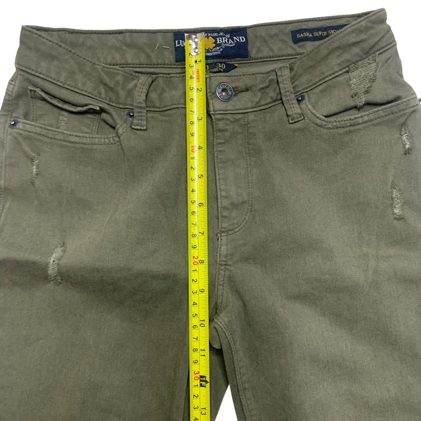 LUCKY BRAND - Women's Olive Green Distressed Jeans - Size 10/30 NWOT