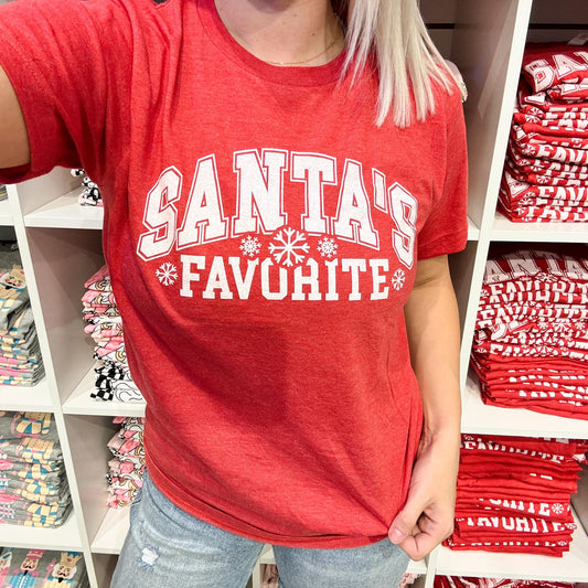 Santa's Favorite - Red Holiday Graphic T-Shirt