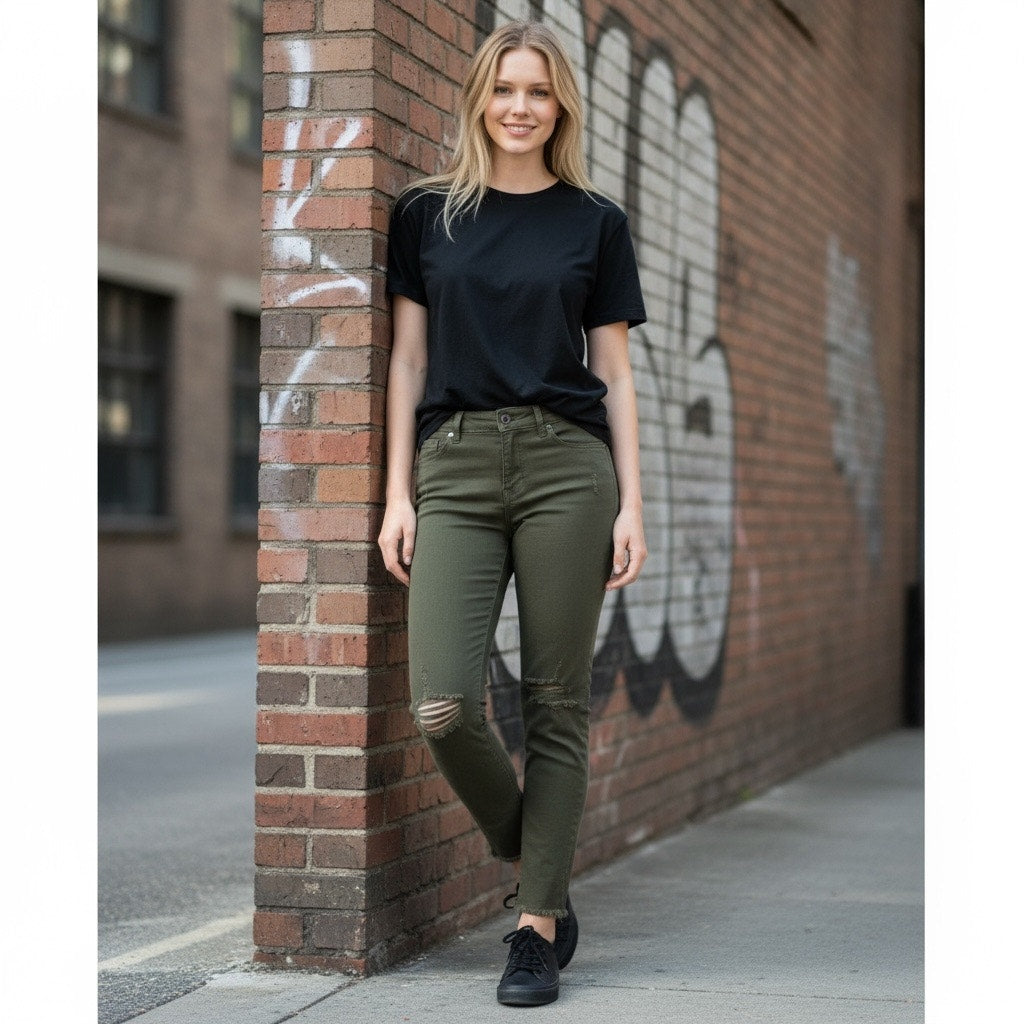 LUCKY BRAND - Women's Olive Green Distressed Jeans - Size 10/30 NWOT