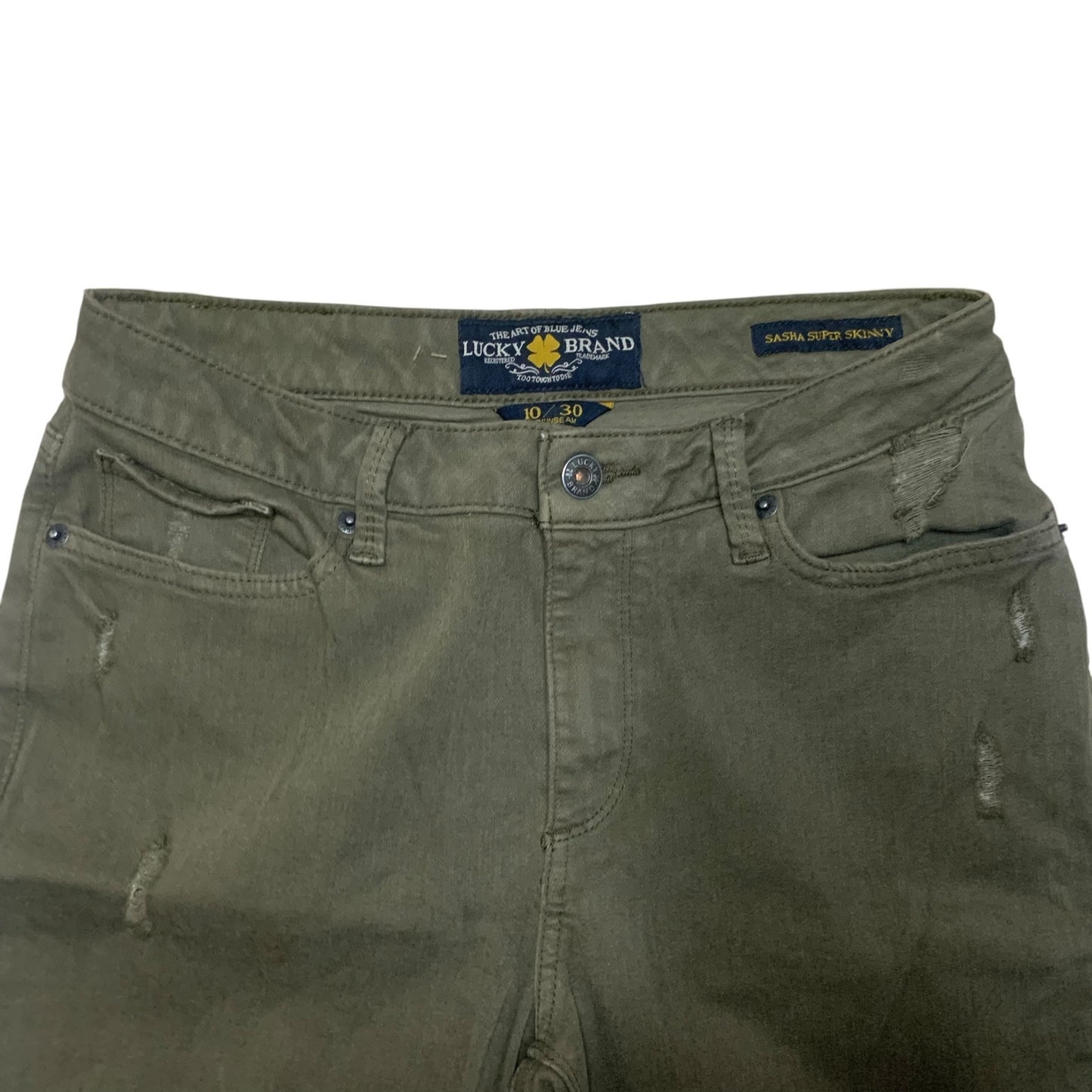 LUCKY BRAND - Women's Olive Green Distressed Jeans - Size 10/30 NWOT