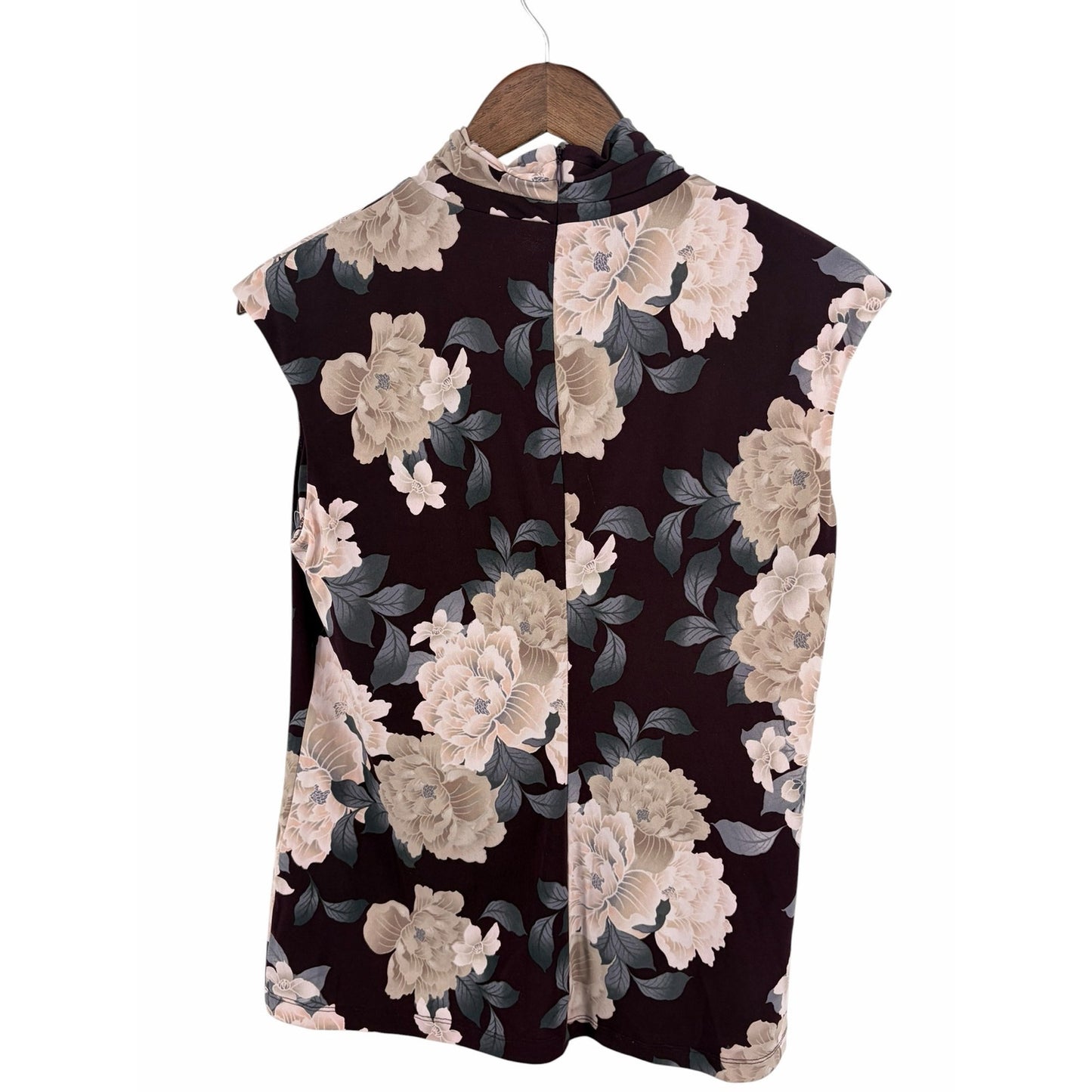 Calvin Klein Sleeveless Floral Blouse Women’s Medium Mock Neck Career Top
